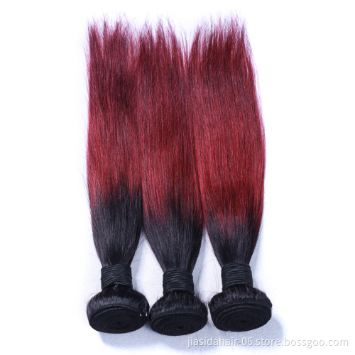 Wholesale T1B99J Red Burgundy Weave Raw Mink Brazilian Bundles Cuticle Aligned Virgin Human Hair Extension